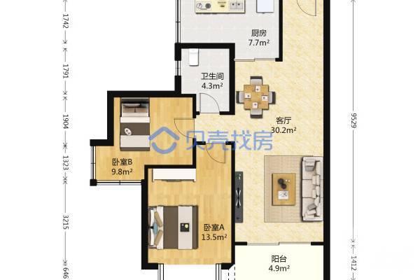 澤潤華庭|两房壹廳小戶型、保養好、朝南采光通透